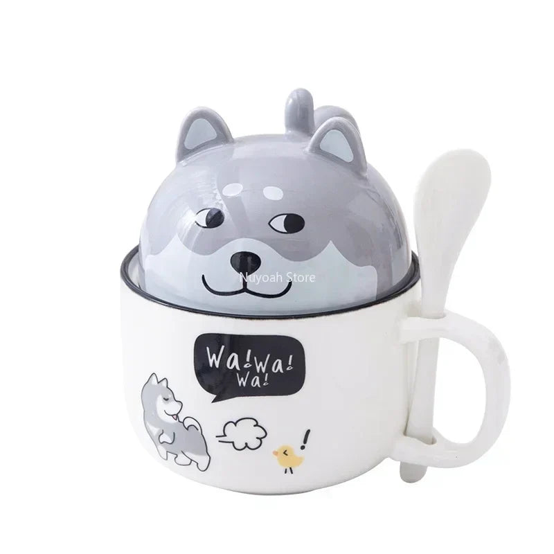 Cartoon Animal Ceramic Coffee Cup Creative Ke Jiquan Shiba Inu Cat Couple Ceramic Cup Home Decoration Glass Breakfast Milk Cup