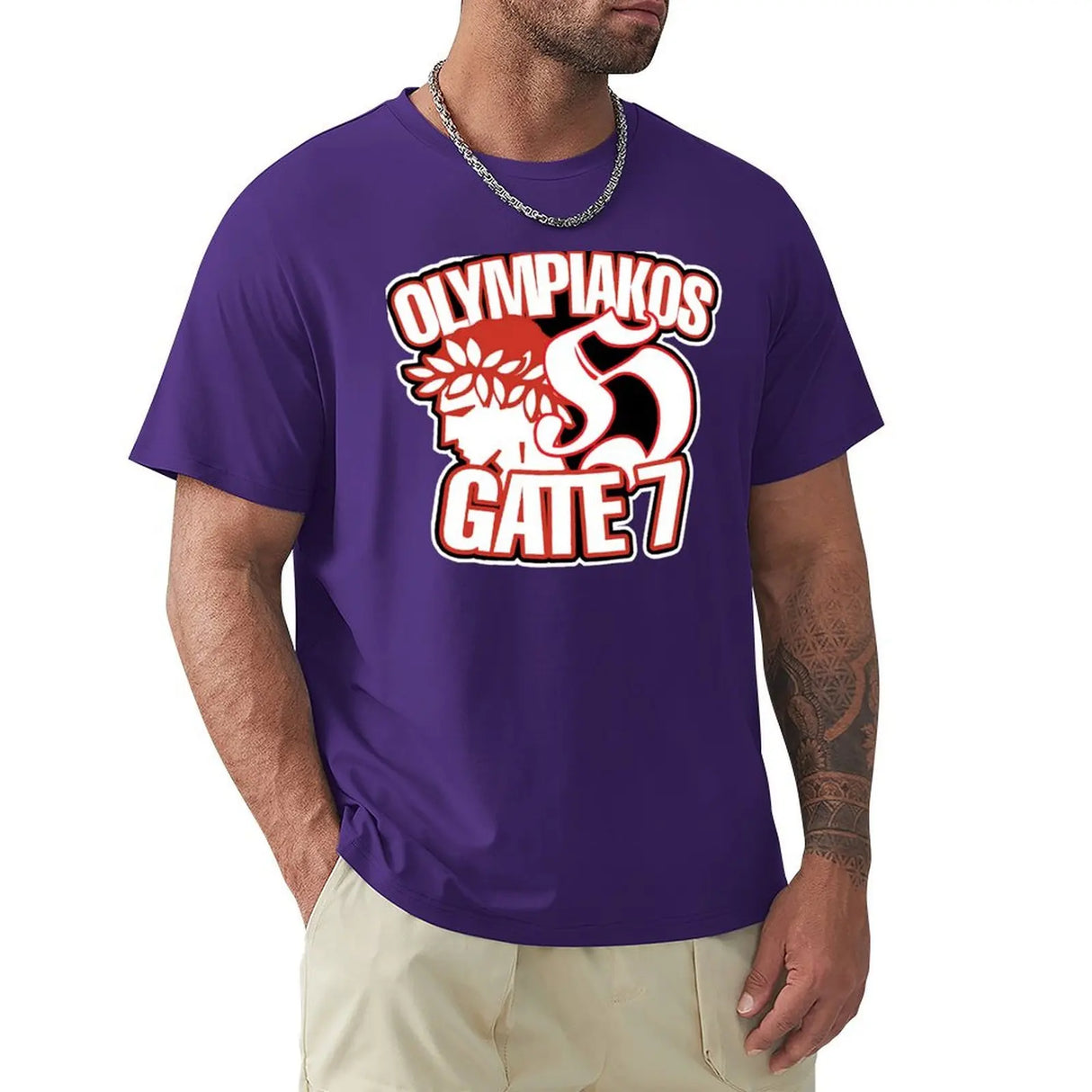 Olympiakos Gate 7 T-shirt sweat Aesthetic clothing plus size tops plain workout shirts for men