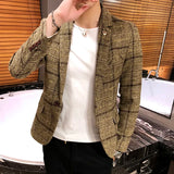 Men Checked Suit Jacket 2023 Spring New Linen Slim Suit Jacket Fashion One-button Business Casual Jacket Large M-5XL Suit Jacket