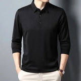 2024 New Polo Shirt Men Long Sleeve Business Casual Polo Shirt Mens Clothes Spring Autumn Solid Male Turn Down Collar Tops Tees