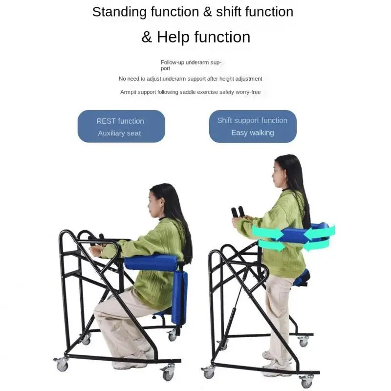 Rehabilitation Training Standing Support Walker with Wheels for Stroke Hemiplegia Lower Limbs Walking Exercise Mobility Aids