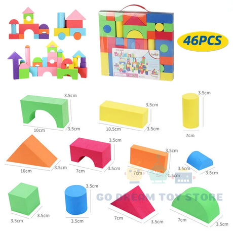 46PCS  Soft EVA Building Blocks Educational Toys For Children Large Size Colorful Stackable Stem Preschool Toy Boy Girl Gifts