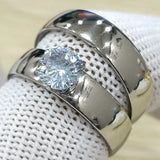 12 Sets (24piece) Color Mix Classic Wedding CZ Band Ring Couples Stainless Steel Zircon Ring Luxury Comfort-fit Jewelry