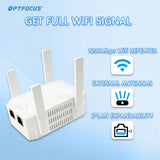 OPTFOCUS 2.4G 5G WiFi Repeater 2 LAN 300 1200Mbps For Router Repetidor 4 Antennas Wi fi Amplificador Wireless Range Extender