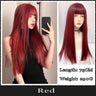 AS  Cosplay Wig With Bangs Synthetic Straight Hair 24 Inch Long Heat-Resistant Pink Wig For Women