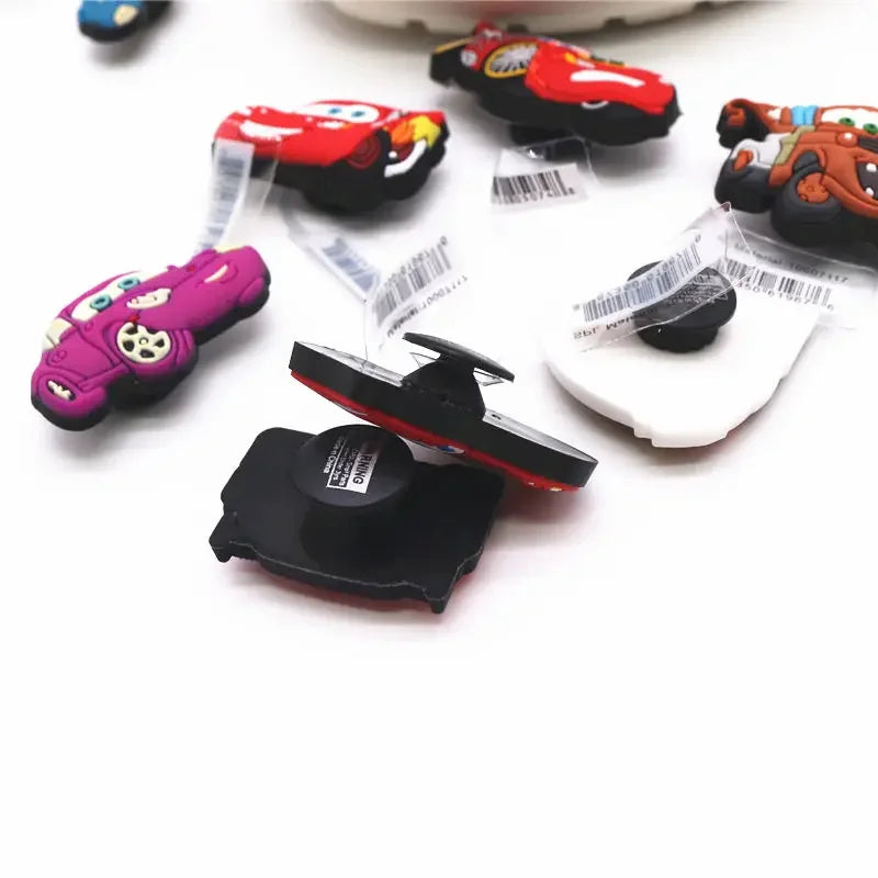 6 Pack Original Animation Movie Cars PVC Shoe Charms Accessories Lightning McQueen Jeans Clog Pins Kids Women Shoe Decorations