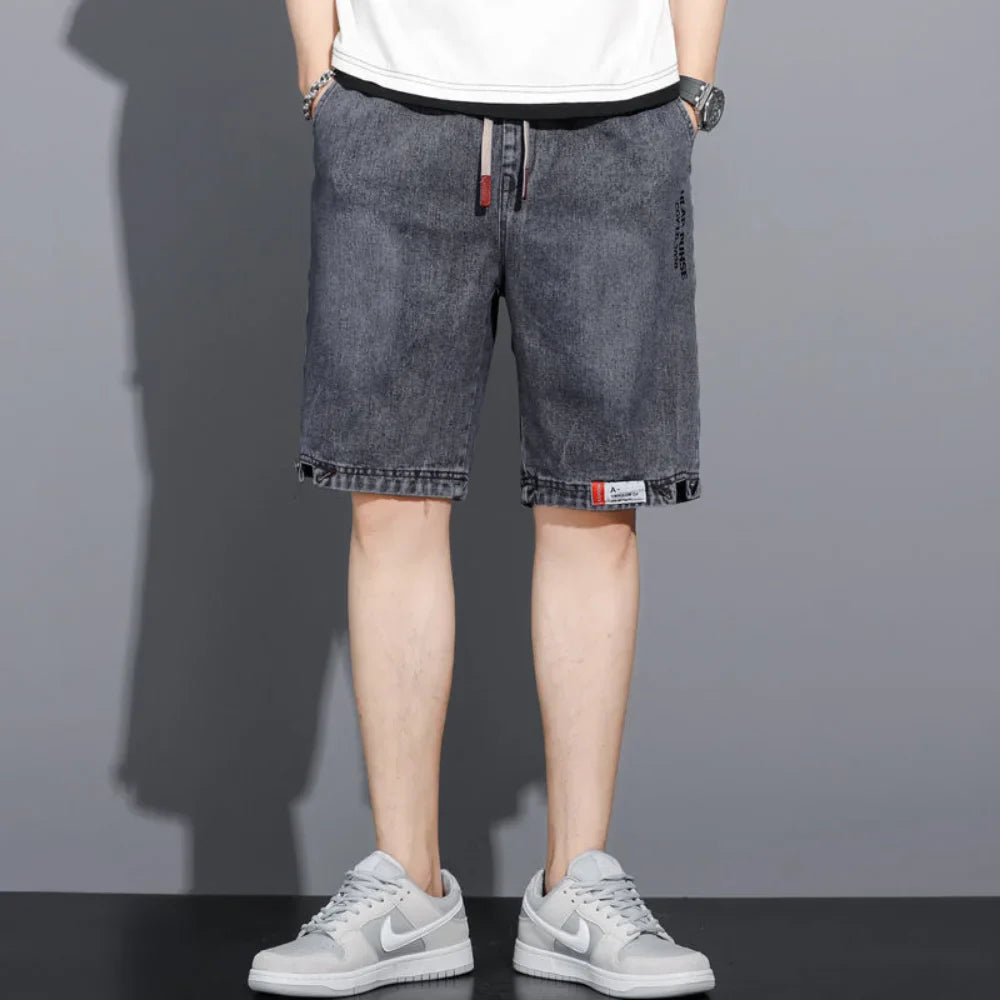 New Summer Men Denim Shorts Drawstring Loose y2k Fashion Pocket Streetwear Hip Hop Male Jeans Short Sweatpants S-5XL