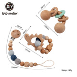 Let's Make Baby Wooden Teether Animals Rattle Chewable Crochet Beads Play Gym Stroller Toy Nursing Pendant Charms Teething