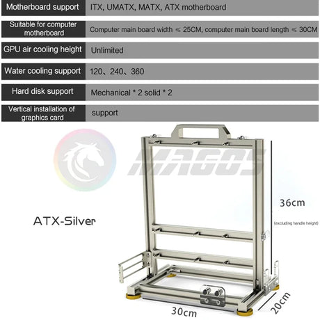 MOD Gamer Cabinet,DIY ITX MATX ATX PC Case Open Frame Rack,Water Cooler Desktop Computer Gaming Chassis Vertical Personality