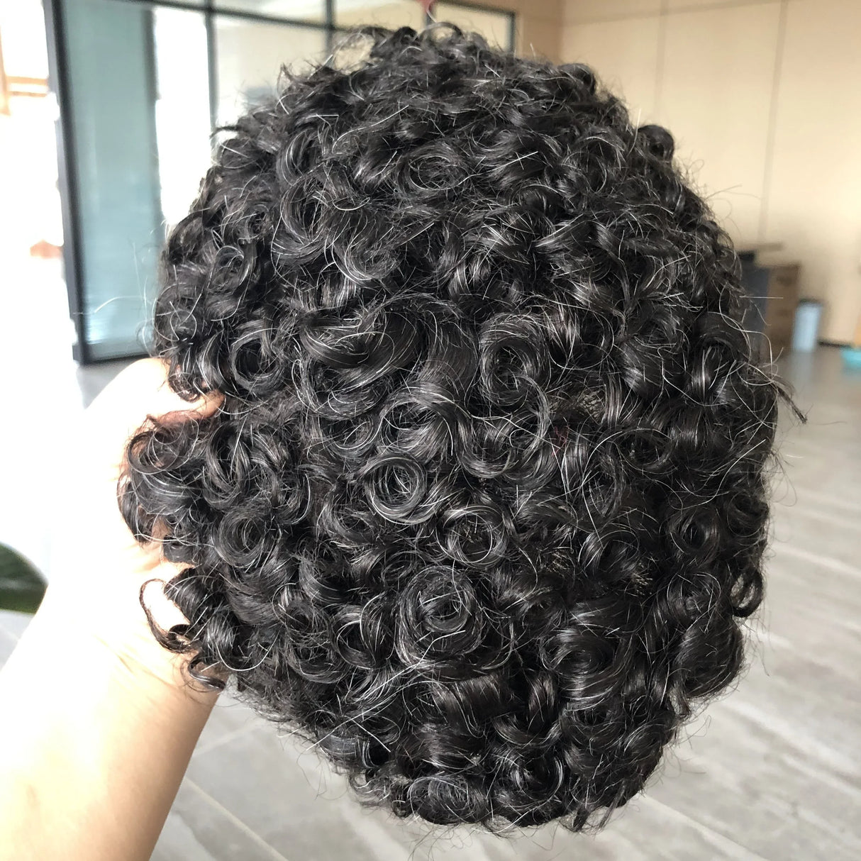 Undetectable Afo Man Jet Black 18mm Curly Micro Skin Base Men Toupee Natural Hairline Man's Curly Human Hair Prosthesis System