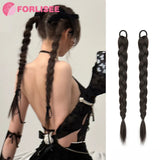 FORLISEE Wig Braid Natural Spicy Girl Pigtail Fried Dough Twists Long Braid Can Tie High Ponytail Boxing Braid Wig