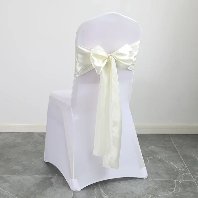 40PCS 17x275cm Rose Gold Satin Chair Sashes Bows Chair Cover Ribbons for Wedding Banquet Party Baby Shower Event Decorations