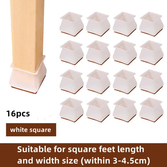 8/16pcs Silicone Table Chair Leg Caps With Felt Anti-Slip Pad Furniture Feet Cover Wooden Floor Scratch Resistant Protectors Mat