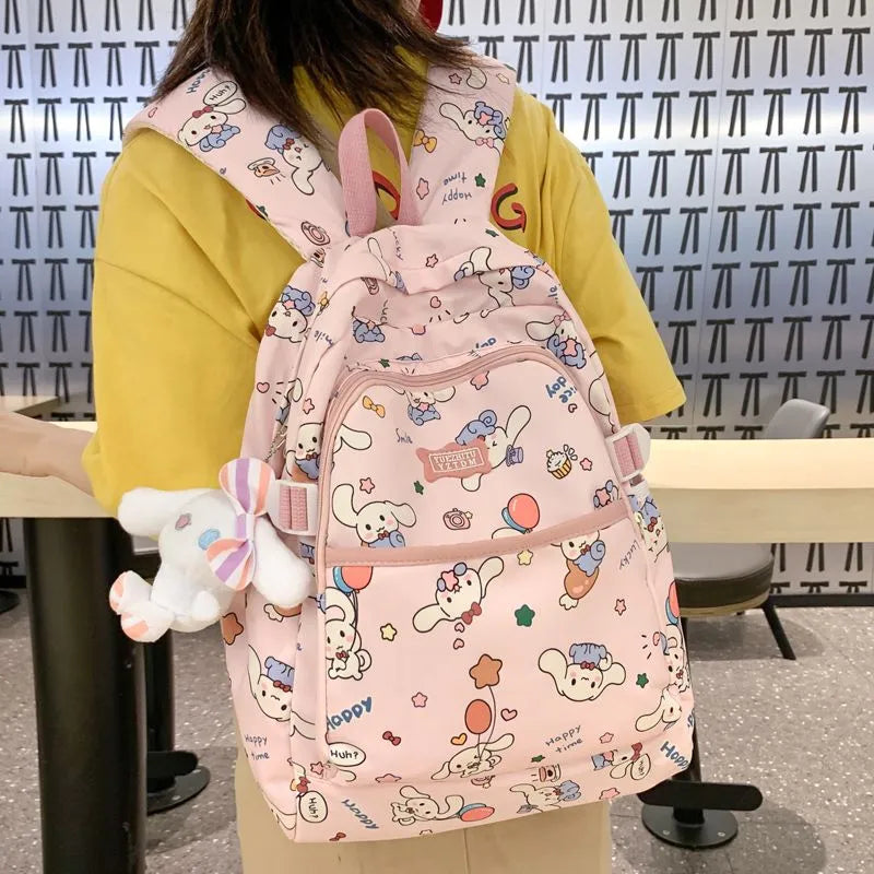 2023 New Kawaii Sanrio School Bag Pink Cinnamoroll High Beauty High School Girls High Capacity College Students Backpack Gift