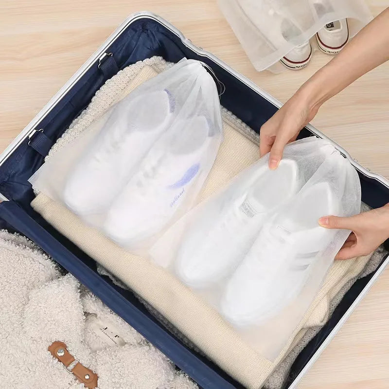 10Pcs/Set Shoe Dust Covers Non-Woven Dustproof Drawstring Clear Storage Bag Travel Pouch Shoe Bags Drying shoes Protect shoes