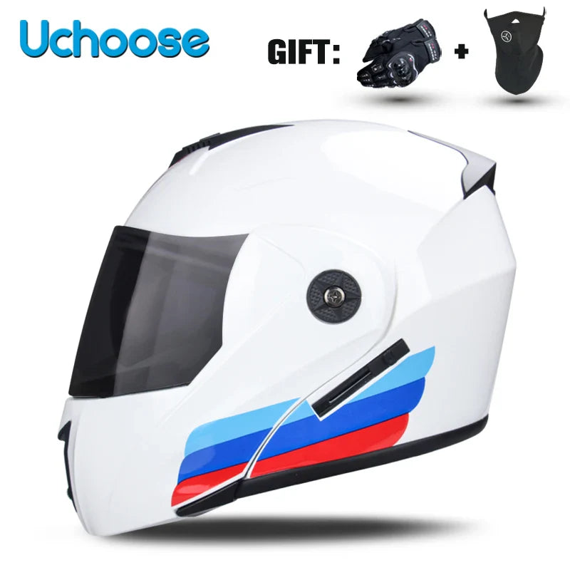 DOT Certification Uchoose Motorcycle Helmet Double Lens Cross Section Helmet Safety Modular Flip Helm Unisex Helmet With Visor