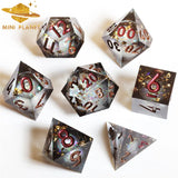 Mini Planet New Design Liquid Core Dice Set DND Handmade Polyhedral Resin Dice with Sharp Edges RPG Dice D&D Board Games