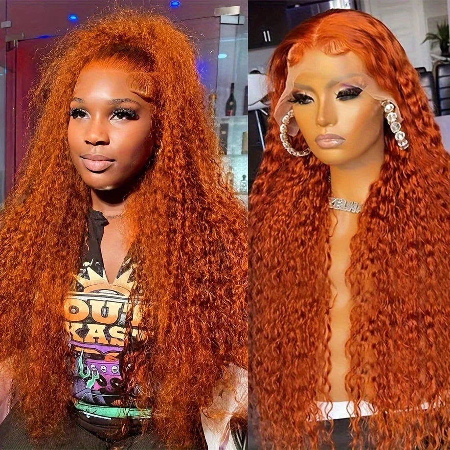 13x4 Lace Front Wigs Human Hair 99j Burgundy Pre Plucked Orange Ginger Hair 13x6 Deep Curly Lace Front Human Hair Wigs For Women