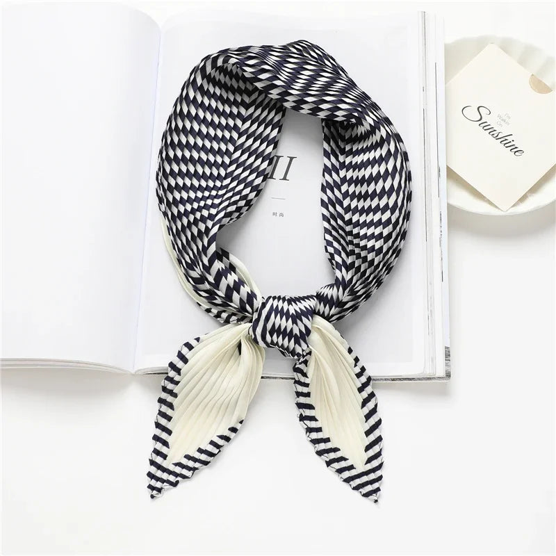 2023 Brand Crinkle Scarf Women Silk Satin Square Neck Tie Hand  Wirst Female Headscarves Bandana Shawl  Leopard Hair Foulard