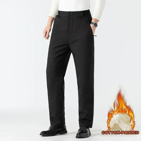 New Business Casual Suit Pants Men Graphene Self-heating Outdoor Winter Padded Warm Knee Pants Windproof Lambswool Plus Size 6xl