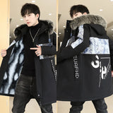 Winter Jacket Men Thicken Warm Parka Men Casual Long Outwear Hooded Fur Collar Jackets Fashion Print Coat Parkas High Quality