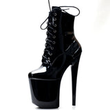 Extrem 8" Stiletto Heel Lace-Up Peep Toe Pole Dance Exotic Platform Short Boots Size 36-43