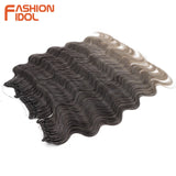 FASHION IDOL 24 Inch Body Wave Crochet Hair Synthetic Goddess Crochet Braids Natural Wavy Ombre Blonde Braiding Hair Extensions