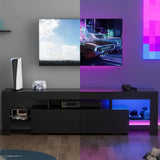 YESHOMY Modern LED TV Stand for Televisions up to 70 Inch with Glass Shelves and Drawer, Gaming Entertainment Center with