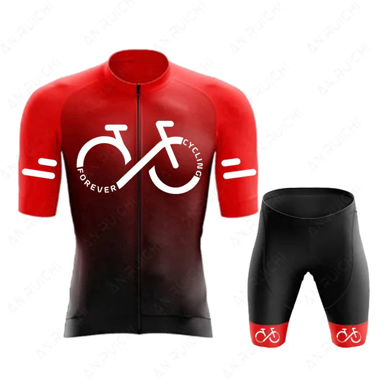 Cycling Jersey Set 2023 Summer Ropa Ciclismo Men's Bicycle Cycling Clothing Gradient Color Mountain Bike Jersey Sportswear Suit