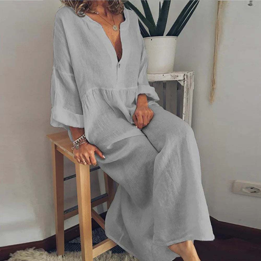 Cotton Linen Oversized Long Dress for Women Clothing 2023 Summer Plus Size Shirt Dress Female Large Size Solid Loose Blouse Skir