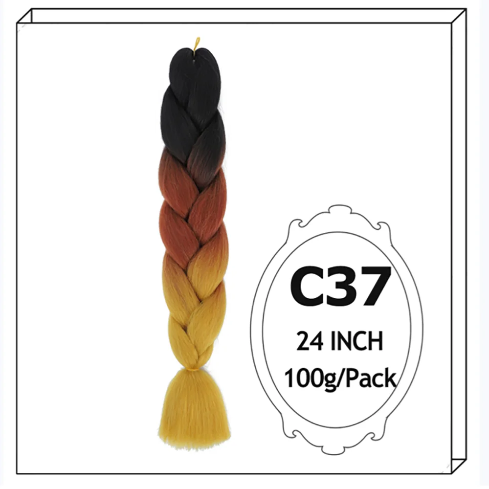 24Inch Synthetic Long Jumbo Ombre Braiding Hair For Women Colorful Braids 100g Rainbow Hair Gray Black Orange Red Yellow Blue