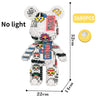 Cartoon Mini Love Violent Bear Bearbrick Colour Model with Light Building Block Micro Diamond Bricks Kids Toys Birthday Gift Set