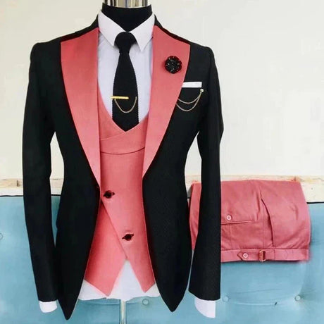 New Costume Slim Fit Men Suits Slim Fit Business Suits Groom Black Tuxedos for Formal Wedding Suits Jacket Pant Vest 3 Pieces