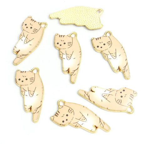 10pcs Kawaii Pet Kitten Enamel Charms for DIY Ornaments Accessories Necklace Earrings Keychain Cute Lazy Cat Alloy Pendants