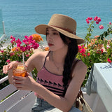 Spring and Summer Women's Sun Straw Hat Sun Protection Large brim Bamboo Hat Belt Buckle Fashion Fisherman Hat Cap G38