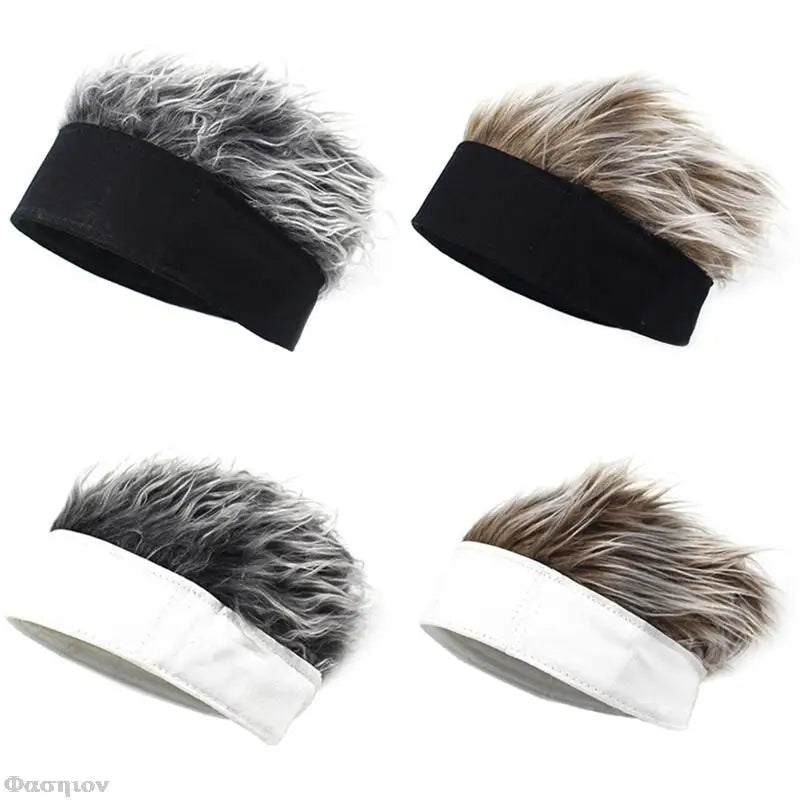 Baseball Cap Men Women Beanie Wig Hat Fun Short Hair Caps Breathable Soft For Party Toupee Hats Outdoor Adjustable Casual Street