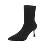 Socks Boots Women Stretch Fabric Elastic Stilettos Heel Sexy Pointed Toe Ankle Boots Slip-On Shoes Woman Thin Heels Party Boats