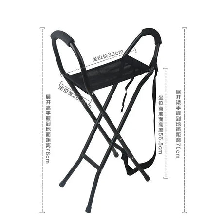 Foldable Elderly Crutch Seat Stool Lightweight Aluminum Alloy Four Corner Cane Chair Walking Assist Mobility Aids