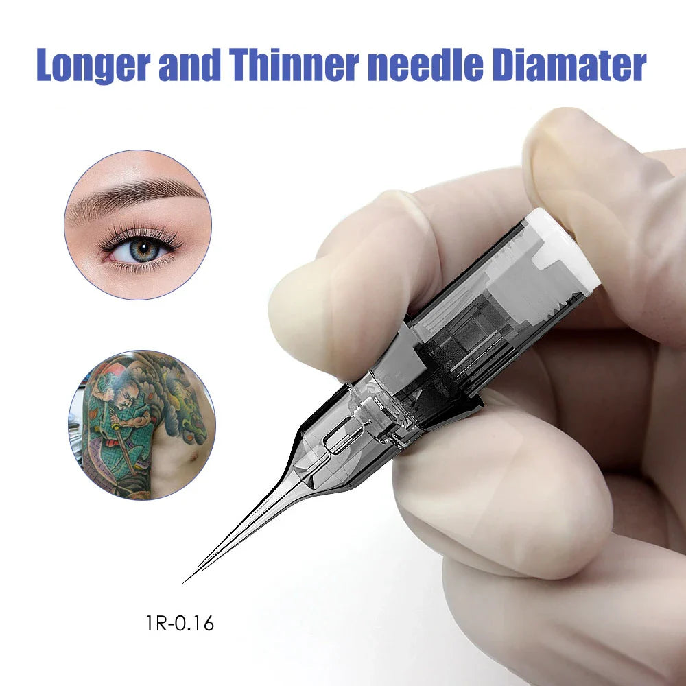 20pcs Tattoo Needle 0.16/0.18/0.2mm Disposable Sterilized Cartridge Needle for Rotary Machine Permanent Makeup Needles