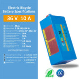 CaoMM 36V Electric Bike Battery with Charger BMS Protect 10Ah 10S4P Lithium Ebike Battery for Scooter Motorcycle Solar Panels