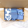 Viola Design 7 PCS Gift Box Cotton Sock Tie Sets Clip Pin Cufflinks Hanky Solid Floral Men Wedding Party Daily Cravat Accessory