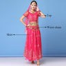 New Bollywood Costume Set Belly Dance Performance Clothes Chiffon Sequin Skirt Set Adult Women Indian Dance Costume Set