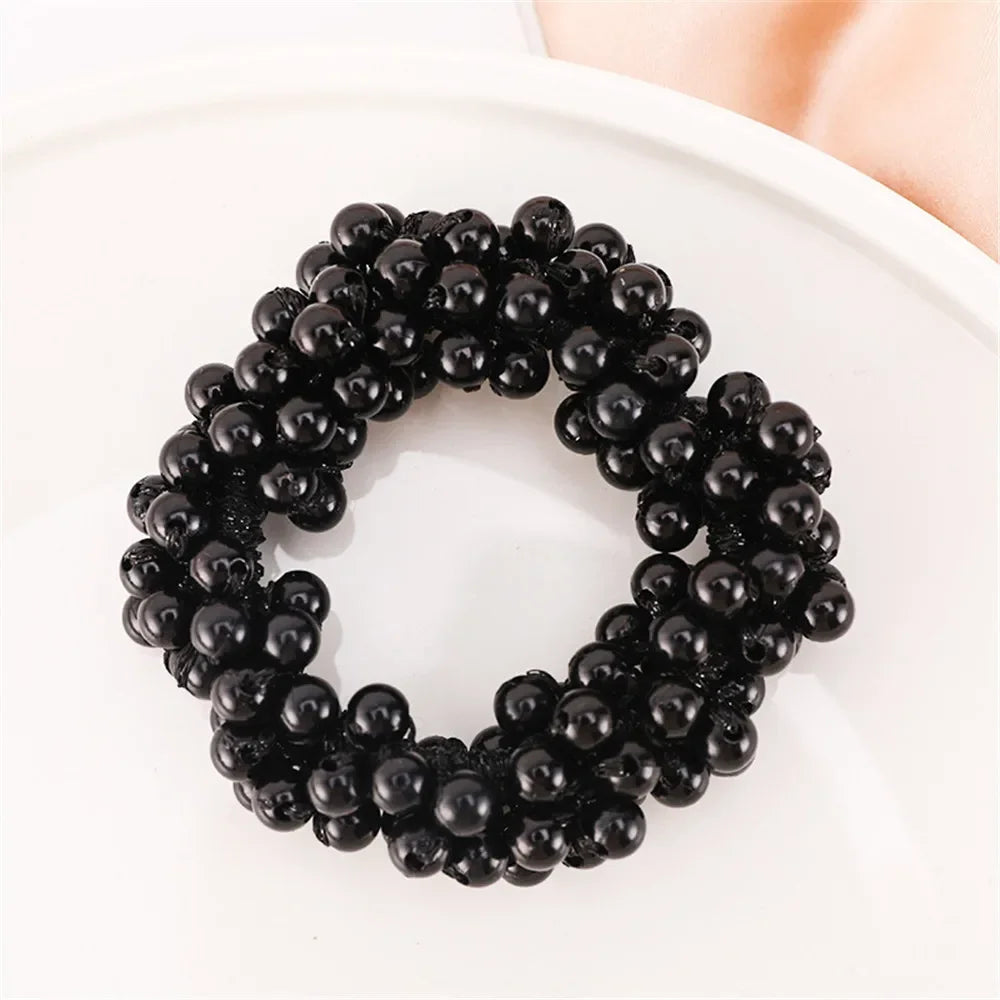 1pc Women Crystal Pearls Hair Rope Handmade Elastic Beaded Ponytail Holders Hair Ties For Women And Girls Hair Accessories