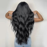 Black Wave Wigs for Women Long Natural Curly Wig Middle Part Synthetic Wig Heat Resistant Fake Hair Daily Party Use