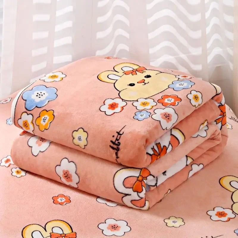 Sanrio Bedding Sheet Plush Cartoon Hello Kitty Blanket Air Conditioner Blanket Winter Woolen Blanket Quilt