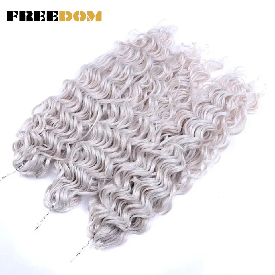 FREEDOM Synthetic Deep Wavy Twist Crochet Hair Afro Curly Hair Crochet Braids Hair Extensions For Women High Temperature Fiber