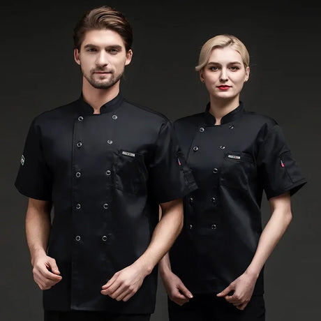 Short-sleeved Chef Work Clothes for Men and Women Hotel Canteen Back Kitchen Breathable Mesh Chef Uniform Long-sleeved