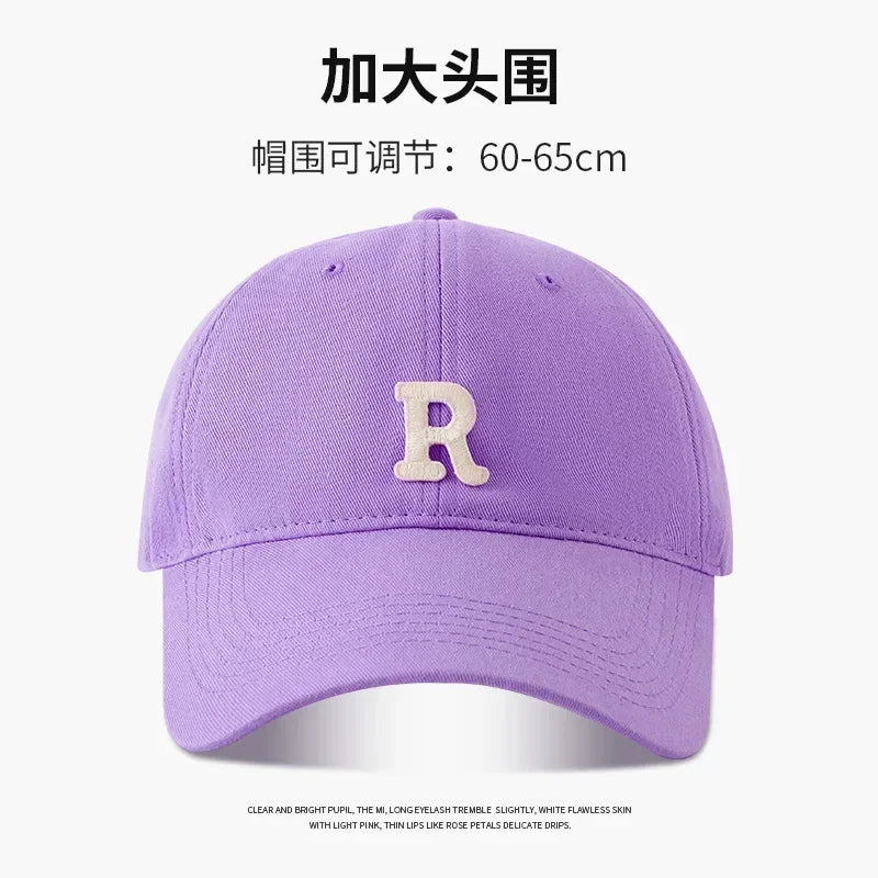 60-65cm 63-70cm Big Head Baseball Cap Men Women Soft Top Cotton Large Size Hat R Letter 2023 Fashion