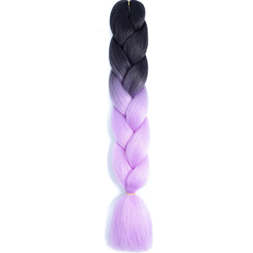 AZQUEEN 24 Inch Jumbo Box Braids Extensions Synthetic Braiding Hair DIY Hair Braids For Children Pink Purple Yellow Gray