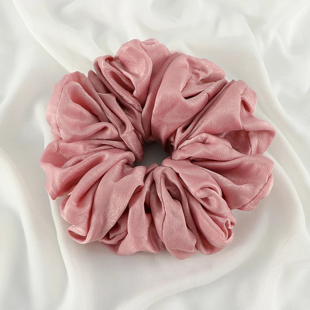 Big Size Shiny Chiffon Scrunchies for Muslim Women Custom Elastic Volumizing Oversized Neat Stitching Malaysian Bunch Hair Tie